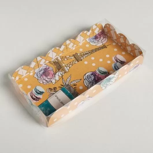 Коробка для кондитерских изделий с PVC крышкой «Твой день», 10.5 × 21 × 3 см